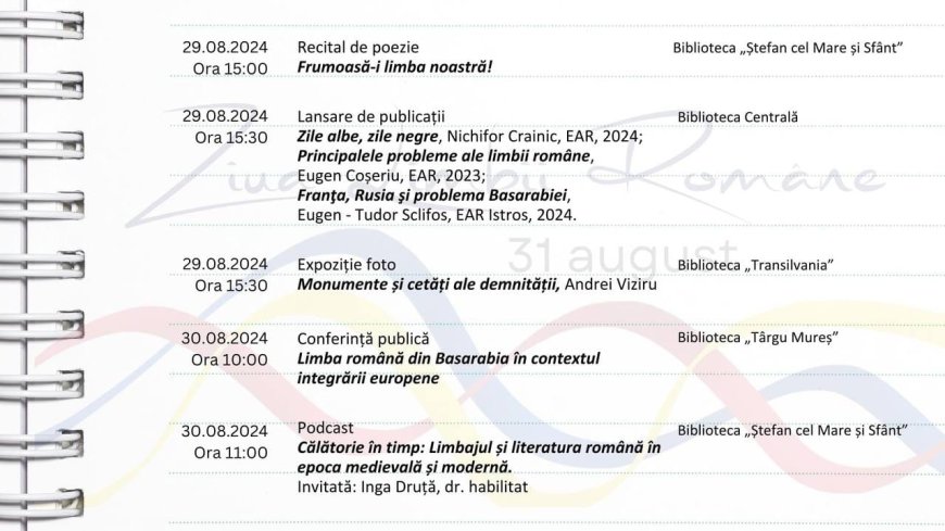 În perioada 23-30 august 2024, Biblioteca Municipală „B.P. Hasdeu” organizează o serie de activități dedicate Zilei Limbii Române.