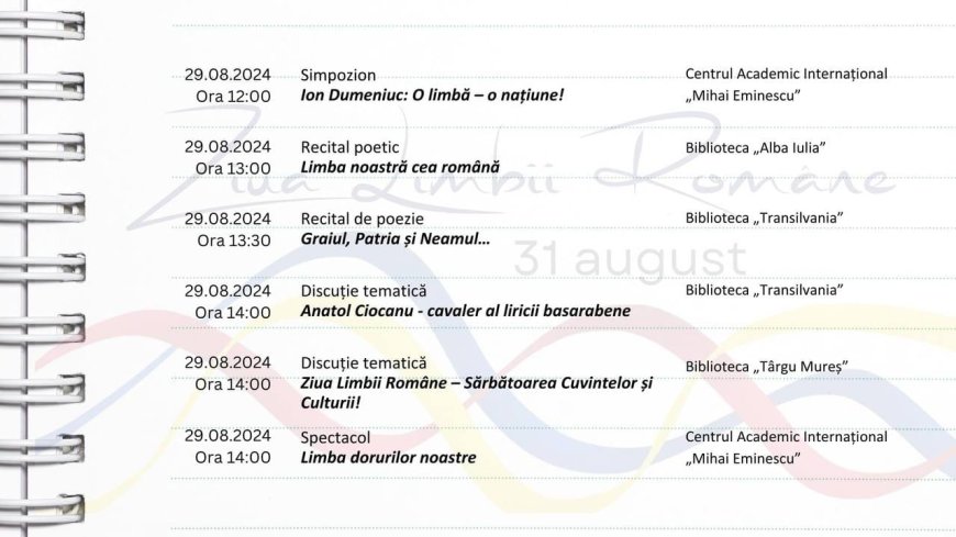 În perioada 23-30 august 2024, Biblioteca Municipală „B.P. Hasdeu” organizează o serie de activități dedicate Zilei Limbii Române.