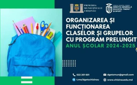 ☝️Viceprimarul Capitalei, Angela Cutasevici, informează că în anul de studii 2024-2025 sunt organizate grupe/clase cu program prelungit de activitate.