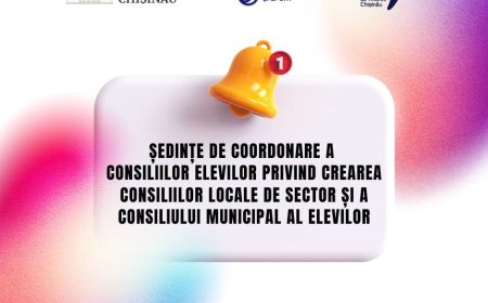 ☝️Primăria Chișinău anunță organizarea ședințelor cu reprezentanții Consiliilor Elevilor din Capitală privind crearea Consiliilor Locale ale Elevilor din sectoare