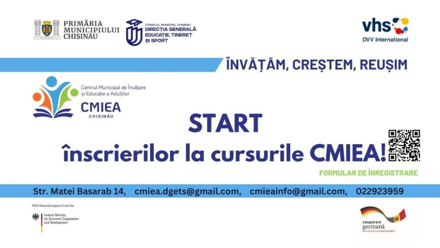 Start înscrierilor la cursurile Centrului Municipal de Învățare și Educație a Adulților!