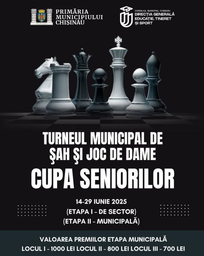 Primăria Chișinău anunță lansarea celei de-a III-a ediții a Turneului municipal de șah și dame „Cupa Seniorilor”.