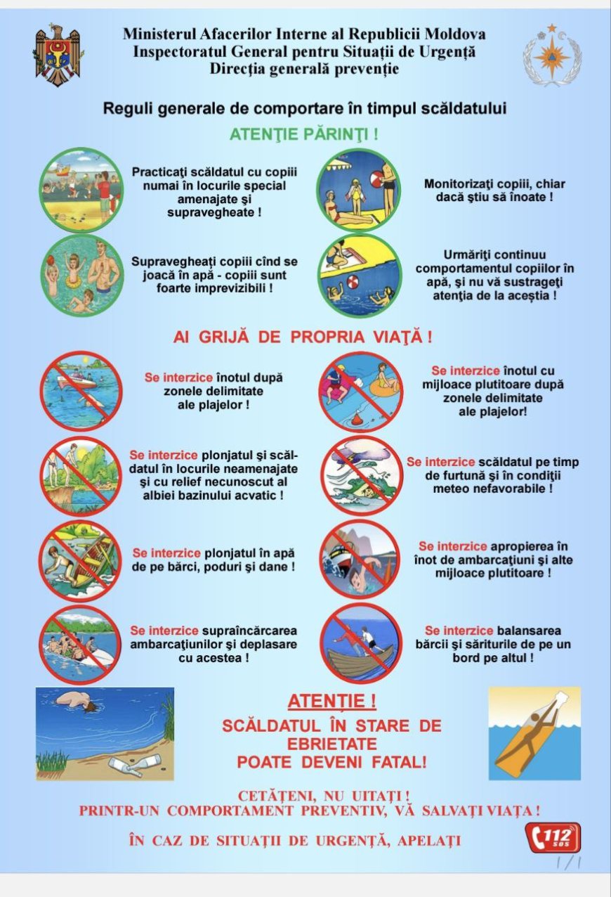 Măsurile de evitare  a consecinţelor caniculei şi reguli generale de comportare în timpul scăldatului