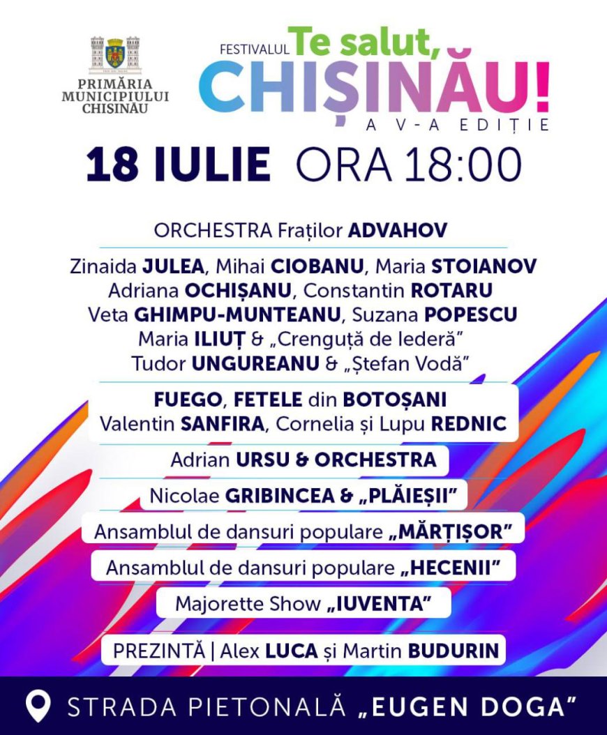 Primăria Chișinău vă invită la Festivalul „Te salut, Chișinău!”