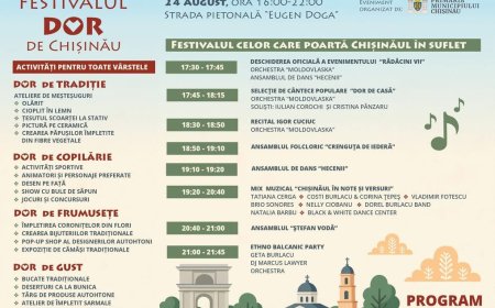 Primăria Municipiului Chișinău vă invită la ediția a II-a a Festivalului „Dor de Chișinău”
