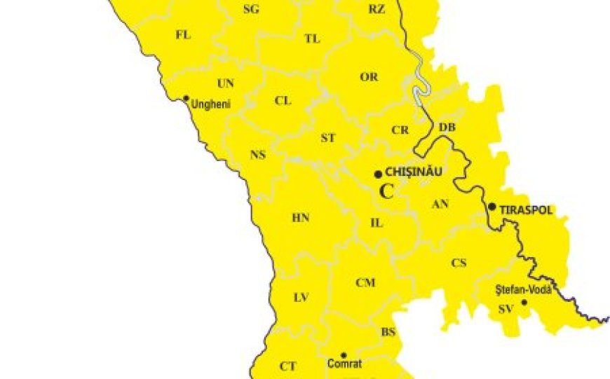 Codul Galben de ploi puternice emis de Serviciul Hidrometeorologic de Stat este valabil până la ora 00:00, precipitațiile vor continua să cadă în cantități mari și după miezul nopții