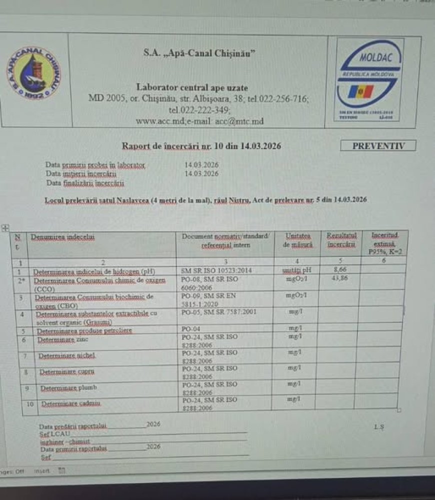 Primarul General, Ion Ceban, prezintă rapoartele preliminare cu probele de apă de la Naslavcea, la ziua de ieri.Primarul...