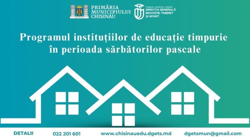 Primăria Chișinău, prin Direcția Generală Educație, Tineret și Sport, informează părinții că, în contextul sărbătorilo...
