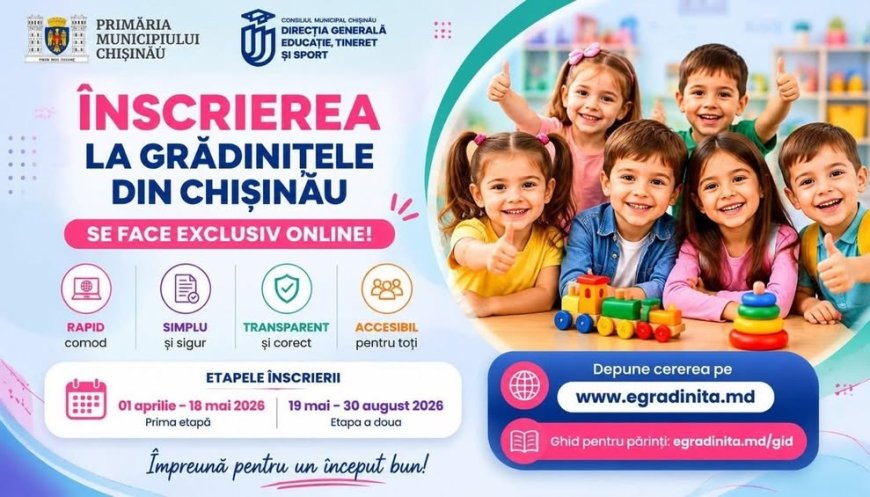 Primăria Chișinău informează repetat părinții despre procedura de înregistrare a copiilor în instituțiile de educație...