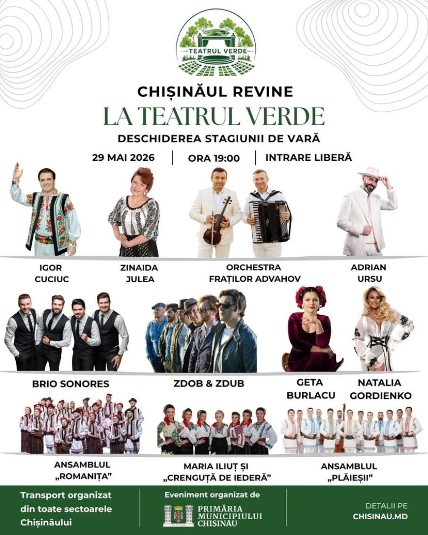 Pe 29 mai, Teatrul Verde își redeschide porțile cu un concert extraordinar!