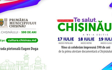 Capitala împlinește 590 de ani de la prima atestare documentară, iar Primăria Municipiului Chișinău vă invită la cea de-a VI-a ediție a Festivalului „Te salut, Chișinău!