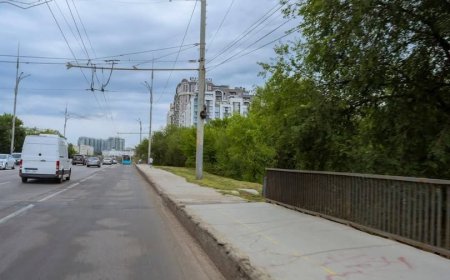 Pe podul de pe bd. Renașterii Naționale au început reparațiile. De astăzi au început lucrările de reabilitare a trotuaru...